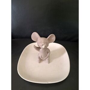 Ceramic mouse cheese plate Or Trincket Plate For Jewelery 6" by 6" gray mouse‎